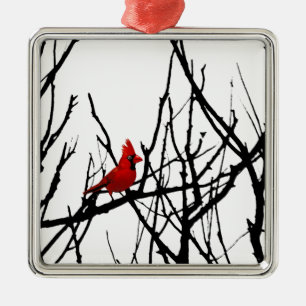 Ornamento De Metal O pássaro vermelho por pimentas de Leslie