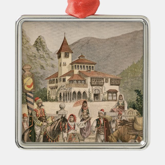 Ornamento De Metal O pavilhão bosniano na exposição universal (Frente)