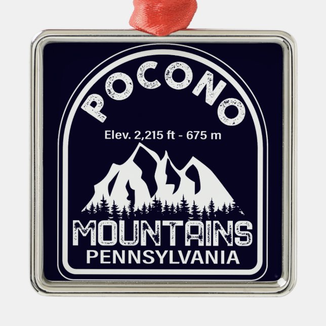 Ornamento De Metal O Poconos Pennsylvania PA Mountain Gift Retro (Frente)
