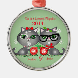 Ornamento De Metal O primeiro Natal do casal feito sob encomenda do