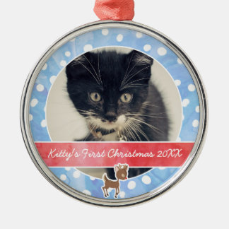 Ornamento De Metal O primeiro Natal Rudolph do gatinho