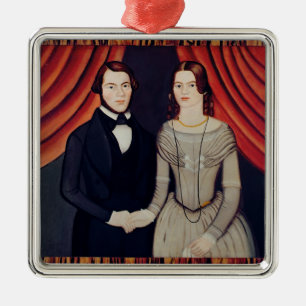 Ornamento De Metal O retrato de Novo-weds