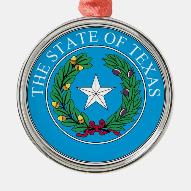 Ornamento De Metal O selo estatal do Texas (Frente)