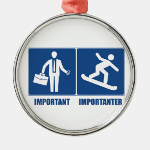 Ornamento De Metal O Trabalho É Importante, O Snowboard É Important