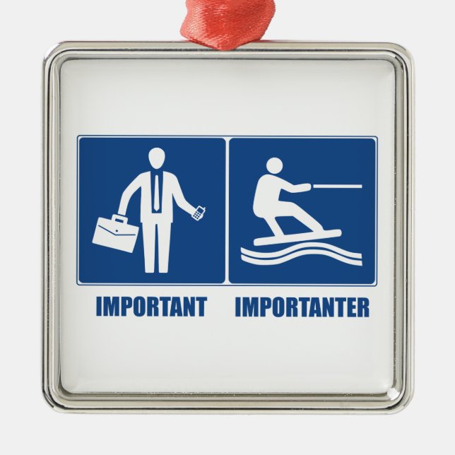 Ornamento De Metal O Trabalho É Importante, O Wakeboard É Importante (Frente)