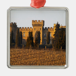 Ornamento De Metal O vinhedo com videiras syrah e o castelo