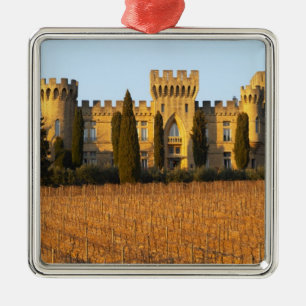 Ornamento De Metal O vinhedo com videiras syrah e o castelo