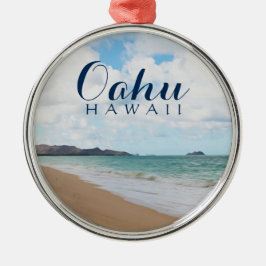 Ornamento De Metal Oahu Hawaii Ocean Waves & Beach