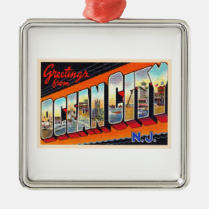 Ornamento De Metal Ocean City New Jersey NJ - Letra grande