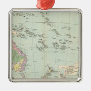 Ornamento De Metal Oceanien - mapa do atlas de Oceania