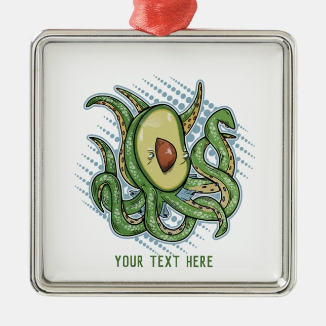 Ornamento De Metal Octopus Avocado Engraçado (Frente)