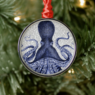 Ornamento De Metal Octopus azul
