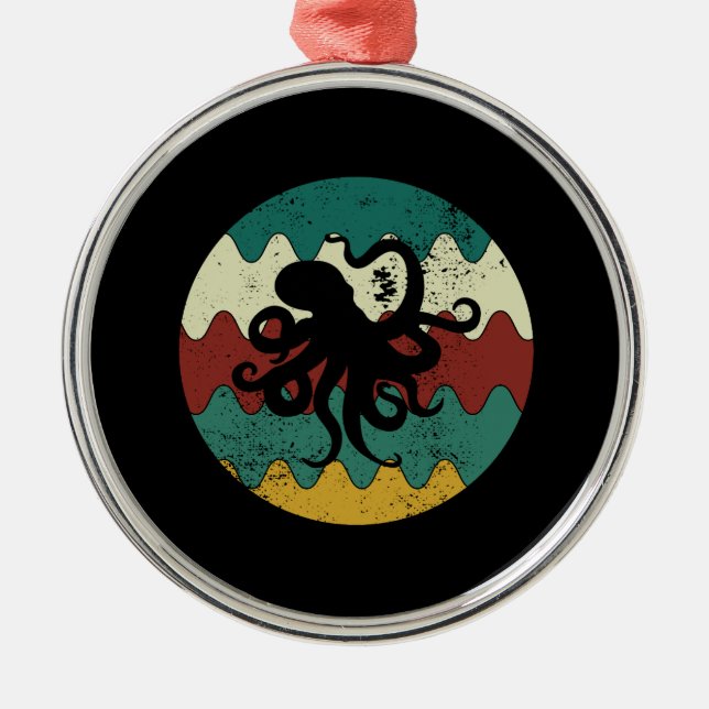 Ornamento De Metal Octopus Retro (Frente)