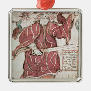 Ornamento De Metal Odin, com seus dois corvos, Hugin e Munin
