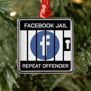 ORNAMENTO DE METAL OFFENDER DE REPETIÇÃO DA CAIXA DE FACEBOOK