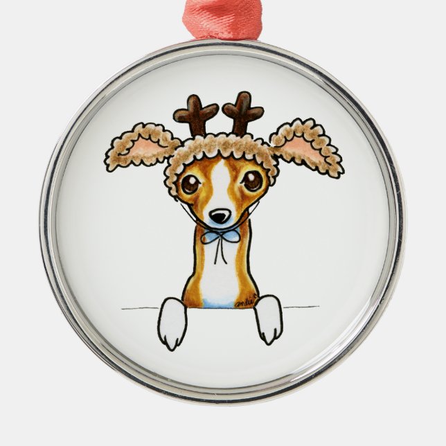 Ornamento De Metal Oh Deer Italiano Greyhound (Frente)