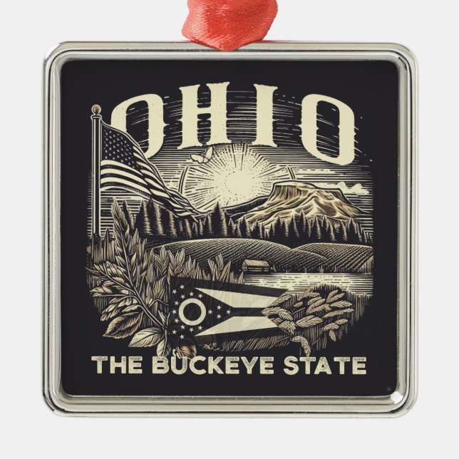 Ornamento De Metal Ohio The Buckeye State (Frente)