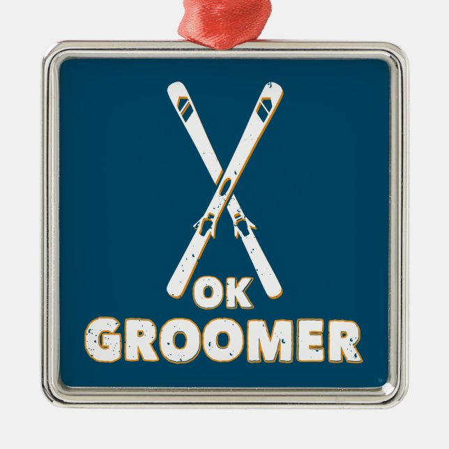 Ornamento De Metal Ok Groomer Skis (Frente)