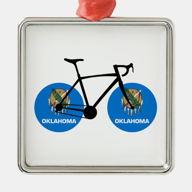 Ornamento De Metal Oklahoma Flag Cycling (Frente)