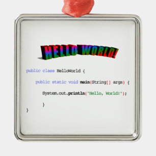 Ornamento De Metal Olá! geek Java de cumprimento do mundo