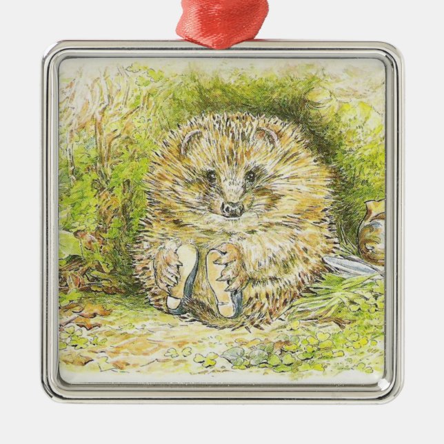 Ornamento De Metal Old Mr Prickly Pin (Hedgehog) (por Beatrix Potter) (Frente)