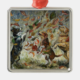 Ornamento De Metal Óleo Cachorros Golden Retriever Caprichoso Tailwag