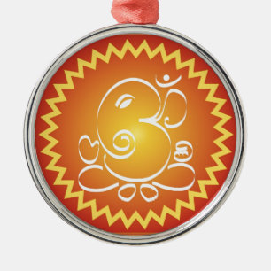 Ornamento De Metal OM Ganesha com estrela amarela