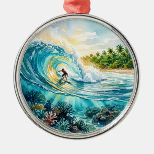 Ornamento De Metal Onda de Surf Cloud 9
