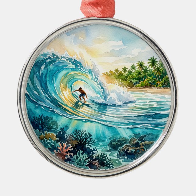 Ornamento De Metal Onda de Surf Cloud 9 (Frente)