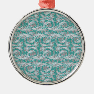 Ornamento De Metal Ondas Metálicas, Vidro Branco-Vidro