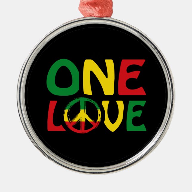 Ornamento De Metal One Love, Reggae design (Frente)