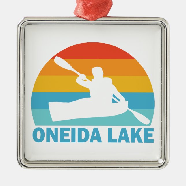 Ornamento De Metal Oneida Lake New York Kayak (Frente)