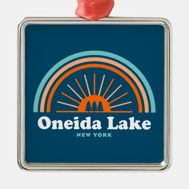 Ornamento De Metal Oneida Lake New York Rainbow (Frente)
