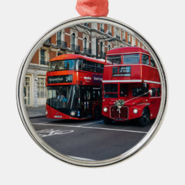 Ornamento De Metal Ônibus Vermelhos de Dois Andares