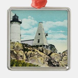 Ornamento De Metal Opinião da praia de York do farol do Nubble