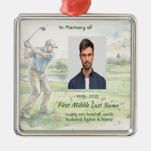 Ornamento De Metal Oração de Foto Memorial Golfista Campo de Golfe Go