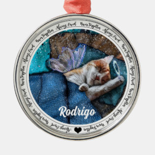 Ornamento De Metal Orange Tabby Cat Angel Christmas Ornament