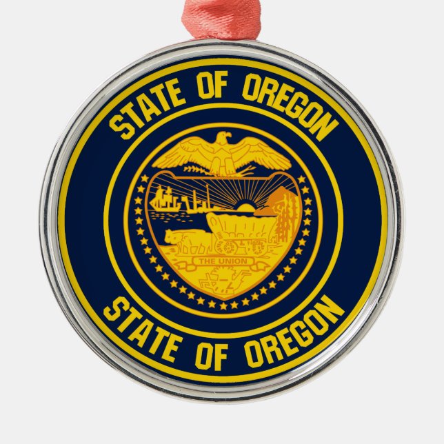 Ornamento De Metal Oregon Round Emblem (Frente)