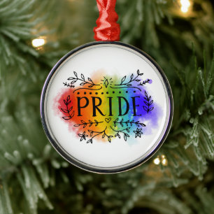 Ornamento De Metal Orgulho em Watercolor