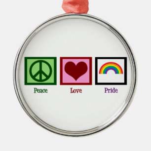 Ornamento De Metal Orgulho gay do amor da paz