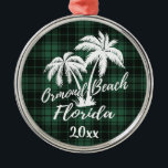 Ornamento De Metal Ormond Beach Palm Tree Green Xadrez<br><div class="desc">Ormond Beach Palm Tree Green Xadrez Ornament</div>