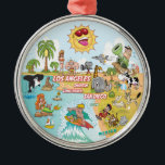 Ornamento De Metal Ornament California Beach Life<br><div class="desc">O ornamento Whimsical mostra um desenho animador do sul da Califórnia - personagens engraçados apreciam o sol quente da Califórnia que brilha acima de tudo.</div>