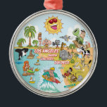 Ornamento De Metal Ornament California Beach Life<br><div class="desc">O ornamento Whimsical mostra um desenho animador do sul da Califórnia - personagens engraçados apreciam o sol quente da Califórnia que brilha acima de tudo.</div>