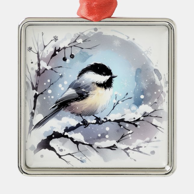Ornamento De Metal Ornament Chickadee (Frente)