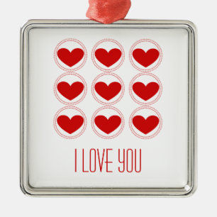 Ornamento De Metal Ornament de amor do Mod Hearts, Red
