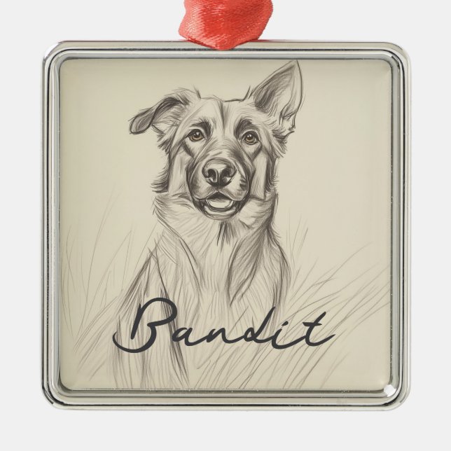 Ornamento De Metal Ornament German Shepard (Frente)