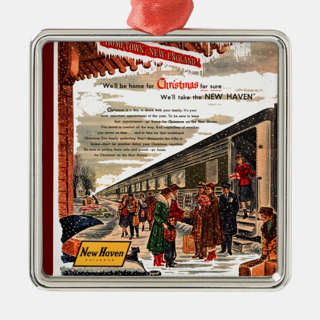 Ornamento De Metal Ornament New Haven Railroad Christmas 1947 (Frente)