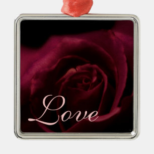 Ornamento De Metal Ornamento, Amor, Rosa de Veludo Vermelho Escuro Ma