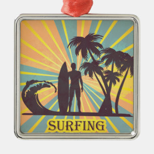 Ornamento De Metal Ornamento do Surfer Dude Metal
