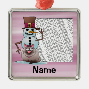 Ornamento De Metal Ornamento, foto & modelo do nome, boneco de neve